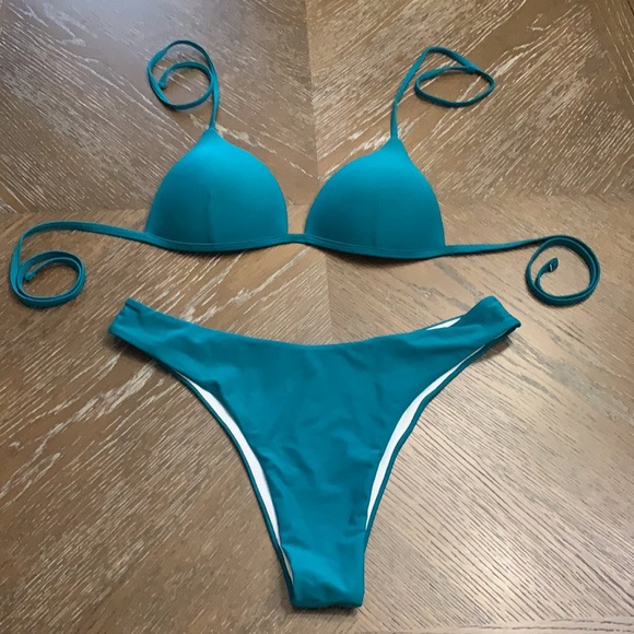 SHEIN teal triangle bikini 2 piece set swimsuit - Picture 5 of 17